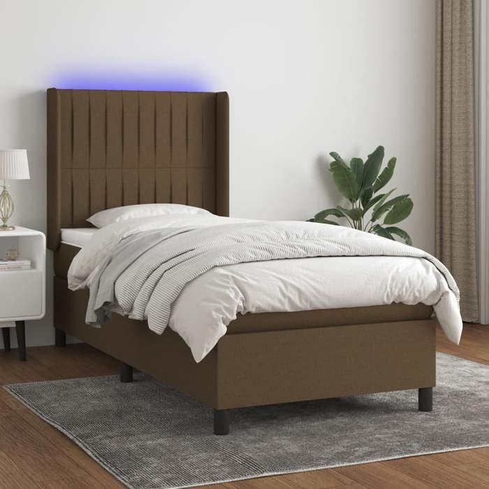 VidaXL Slatted Bed Base with Mattress and LED, Upholstered Bed, Single Bed, Adult Bed for Interior Bedroom, 3138440
