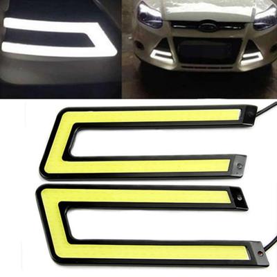 Fendinebbia a forma di U per fari DRL a LED bianchi da 2 pezzi COB diurni 6000K