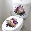 Watercolor Purple-pink Flower Toilet Sticker  Removable, Waterproof, Bathroom Toilet Decoration Sticker