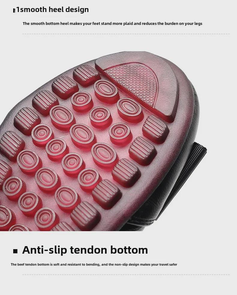 Comfortable Leather Women's Flats: Soft Sole Four Seasons Shoes for Spring & Autumn - Ideal for Middle-Aged & Elderly