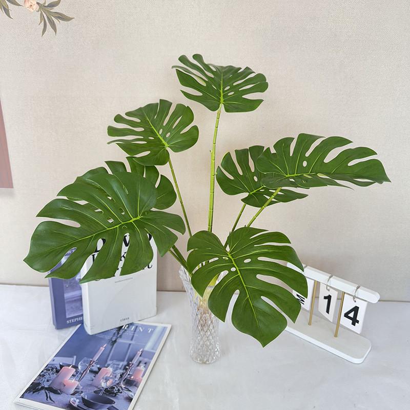 Green Leaf Artificial Plant Decor For Home Living Room Background Wall With Realistic Texture