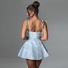 Women Elegant Waist Tied Backless Slim Fit A Line Short Dress