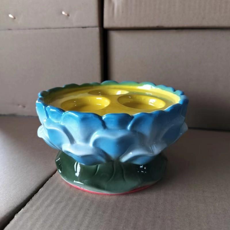 1PCS Ceramic Lotus Samsung Lamp Holder Household Candle Holder Lamp Disc Three Hole Lamp Holder
