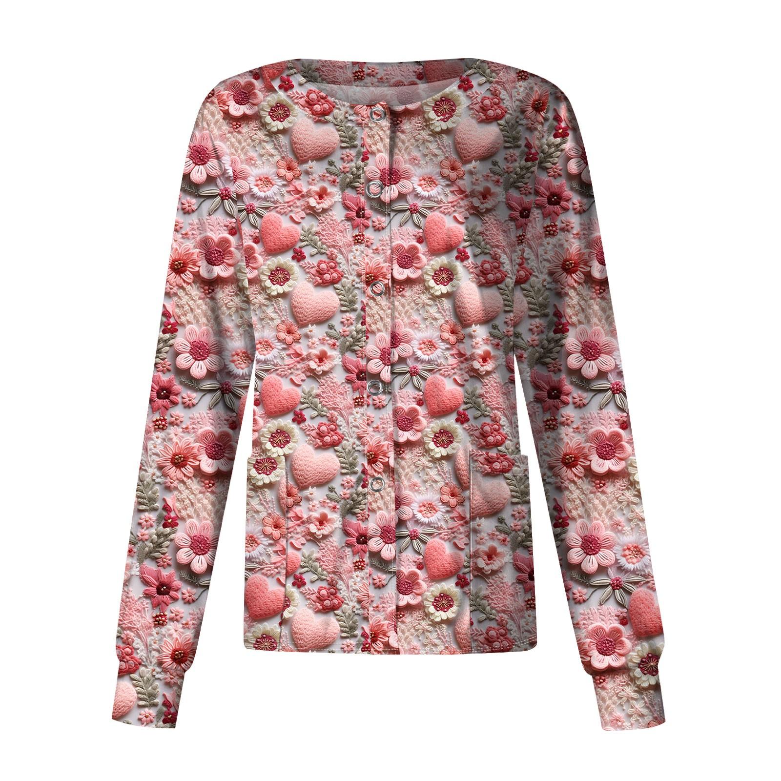 

Женская повседневная мода с длинным рукавом и стоячими лацканами, однобортная рабочая куртка с принтом ко Дню святого Валентина XL арбуз красный