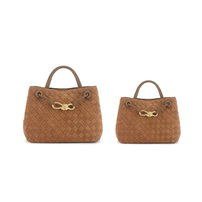 Suede Woven Bag, Hand Bag, Women's Bow Metal Buckle, Large Capacity Commuter Shoulder Messenger Tote Bag