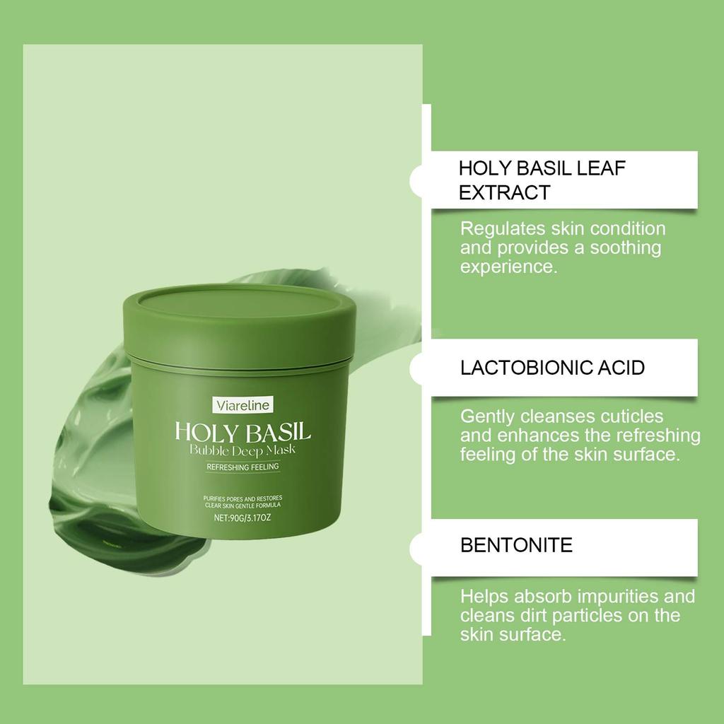 Viareline Bubble Cleansing Mask 90g - Deeply Cleanses Pores, Removes Blackheads, Gently Cleanses, Controls Oil, and Moisturizes and Firms the Skin.