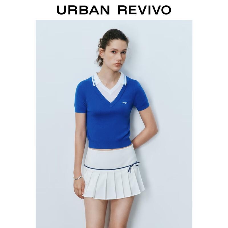 UR Women's Color-Block Letter Short Sleeve Knit Top