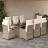 VidaXL Garden Dining Set with Cushions 9 Pcs, Table and Chairs with Adjustable Backrest, Outdoor Furniture, 3213125