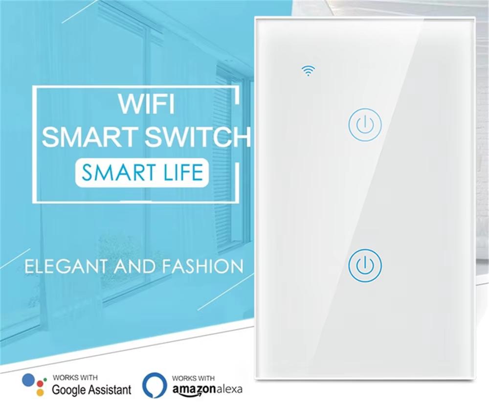 1 Gang Wi-Fi Smart Wall Light Switch Touch Panel Smart Life Glass PC Panel Alexa Google Home Apple Siri Voice Control No Neutral