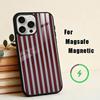B-Burgundy W-White Stripe  Phone Case For iPhone 17,16,15,14,13,12,Plus,Pro,Max for Magsafe Magnetic Wireless Charging