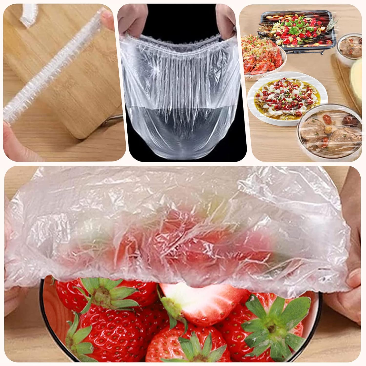 3Pcs Plastic Wrap Storage Boxes, Multi-functional Wall-Mounted Food Film Dispenser Fresh Keeping Bag Storage Box with 300Pcs Plastic Wraps Cling Film