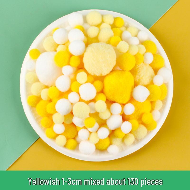 Colorful Gradient Pompom Pack: High-Elastic Plush DIY Toy Accessories for Kids