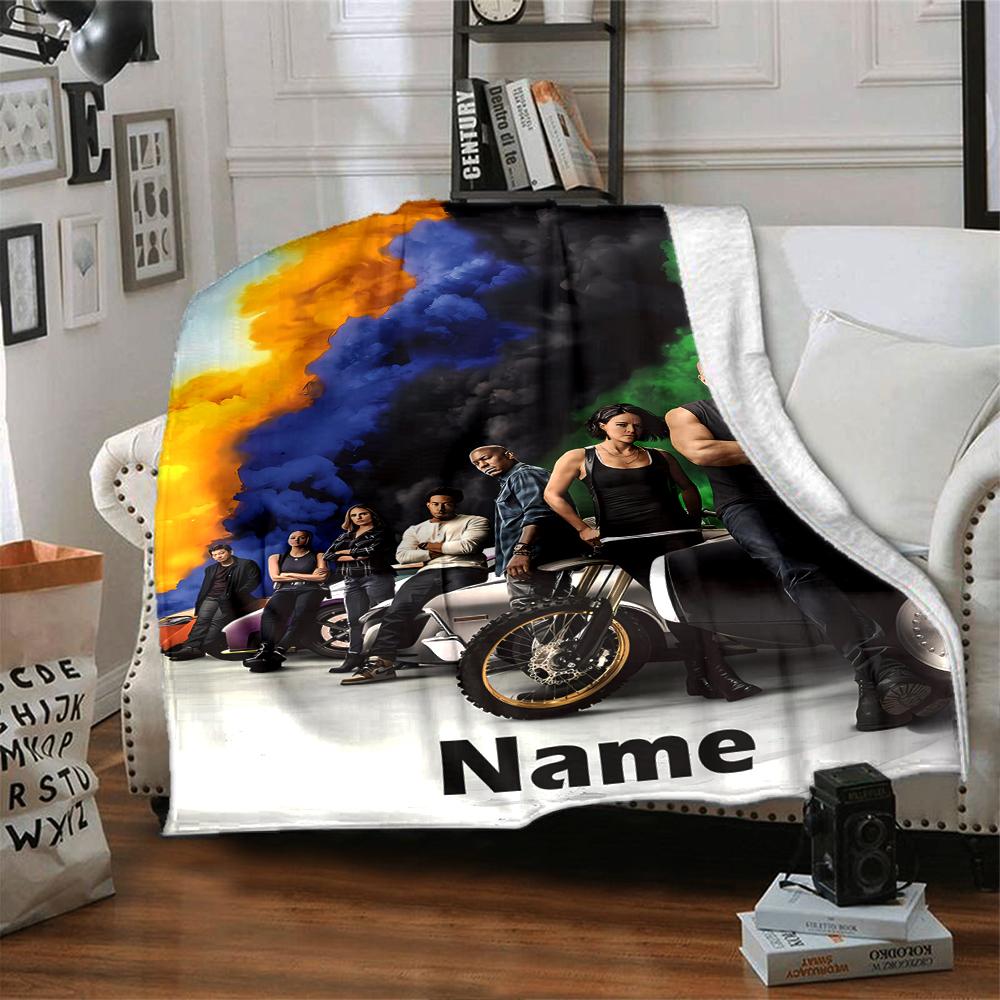 Custom Name Fast & Furious Theme Printed Blanket - Perfect for Couch, Bed, Travel & Outdoor Use | Machine Washable, Cozy & Durable.