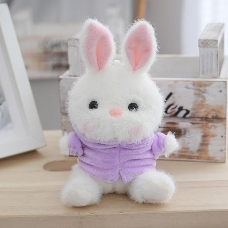 Whimsical Plush Rabbit Keychain Adorable Stuffed Toy Doll With Colorful Clothing Options