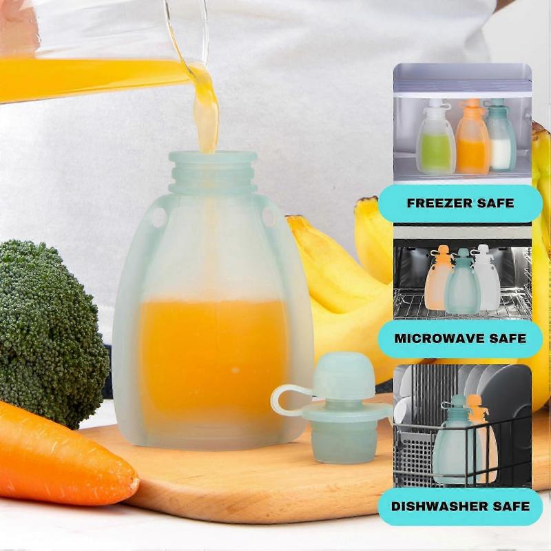 Reusable Silicone Baby Food Pouch Squeeze for Toddler Kids BPA-Free Refillable Storage Snack Bag