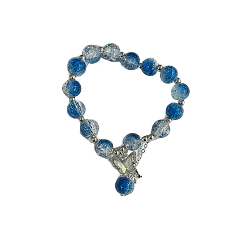 Fashion Crystal Butterfly Bracelet Colorful Beads Charm Elastic Bracelet Women Jewelry Accessories Gifts