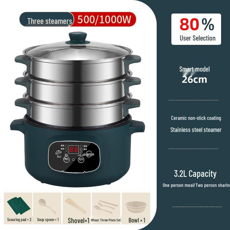Multi-Functional Electric Cooker: Hot Pot, Stir-Fry, and Noodle Maker for Dorms and Bedrooms