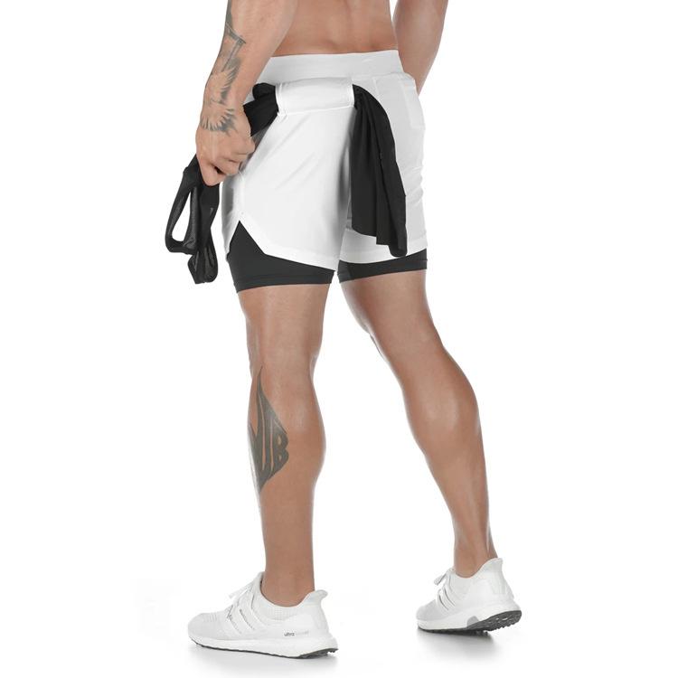 2023 Men's Double-Layer Muscle Running Shorts with Multi-Pocket Design