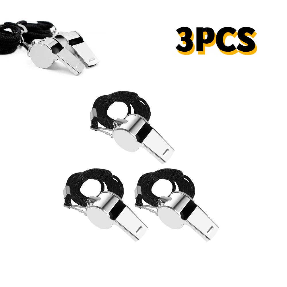 Survival Whistle with Rope Cheer Whistles Loud Crisp Sound Whistle Soccer Football Basketball Training Stainless Steel Whistle