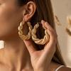 Rough woven twisted flower circle earrings retro and old gold twist personalized versatile earrings