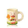 Korean Style Ins Cow Relief Cute Cartoon Animal Breakfast Cup with Handle Three-dimensional Ceramic Mark Water Cup Milk