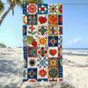 Custom Mexican Tile Beach Towel Talavera Pattern Print Microfiber Sand Free Quick Dry Soft Travel Accessory
