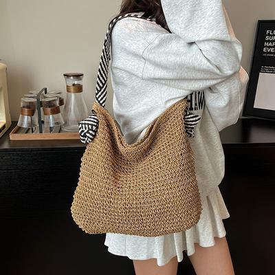 Straw Bag Women's Large-capacity New Straw Bag Woven Tote Bag Seaside Tote Bag Portable Shoulder