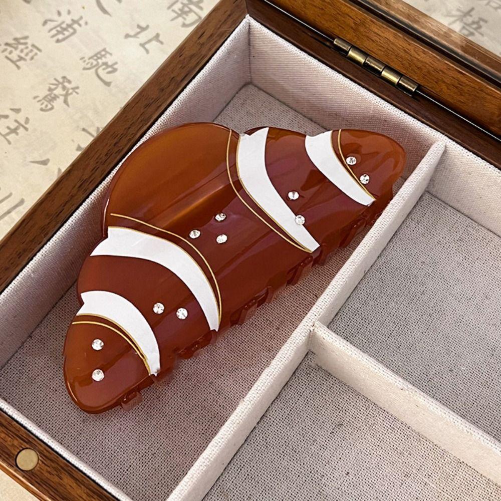 Korean Style French Crab Clip Coffee Acetic Acid Shark Clip Croissant Hair Claw Female