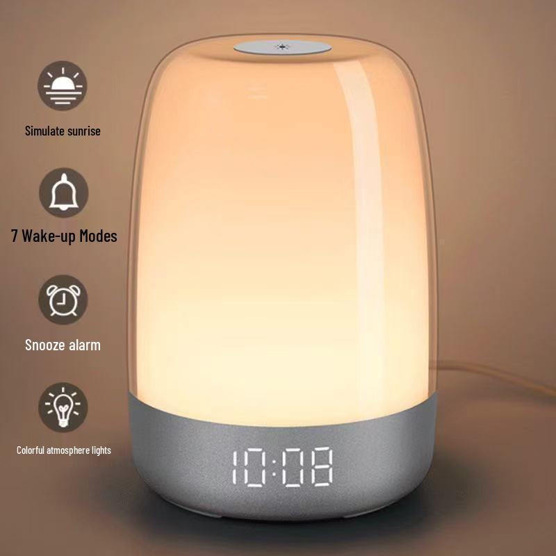 Smart Sunrise Simulation LED Alarm Clock with Colorful Night Light & Timer