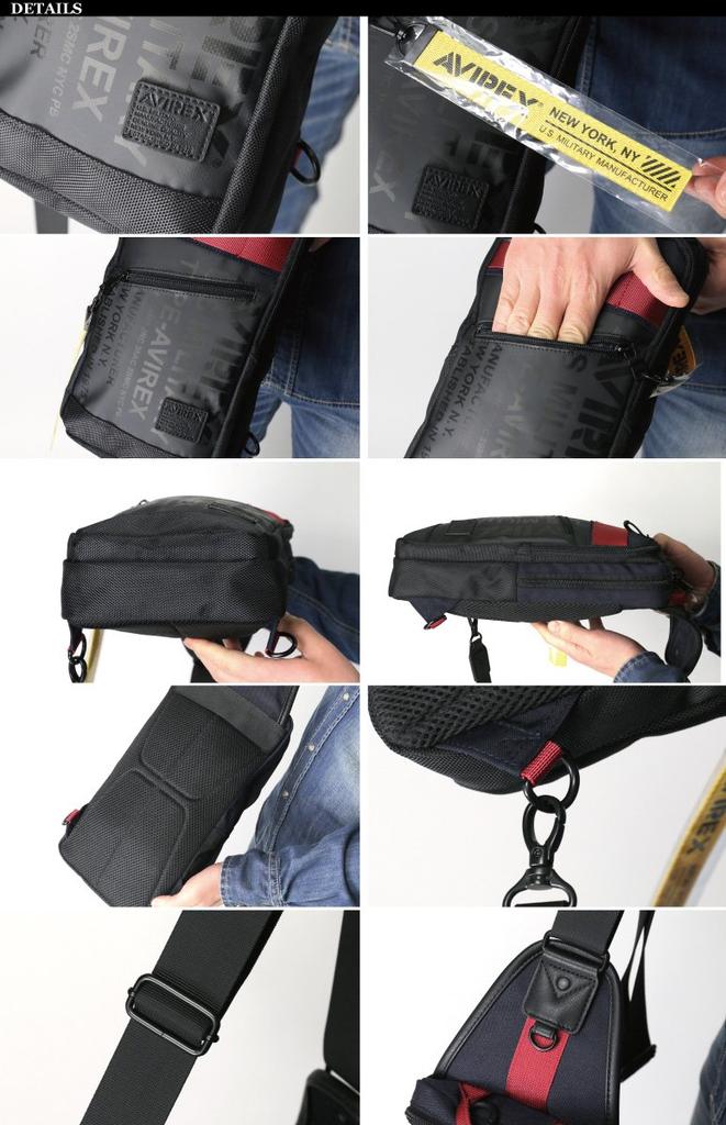 AVIREX Body Shoulder Bag for Men and Size AVX591 One-Shoulder Bag, Women, F, Black,