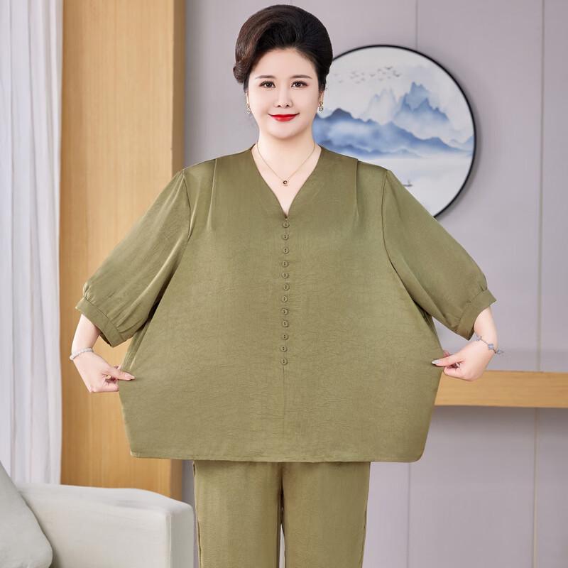 Women's Plus Size Summer Short Sleeve Wide-leg Pants Two-piece Set