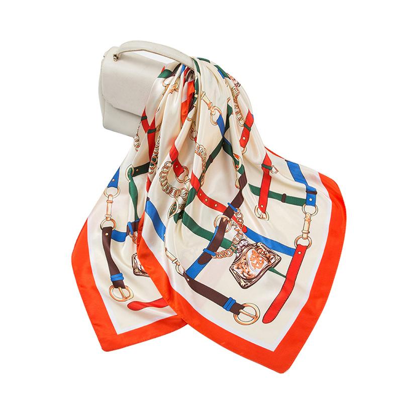 Simulation Silk 90cm Large Square Scarf Silk Scarf Female New 2026 Spring and Fall Models of Foreign Fashion Shirt Large Square Scarf Mother Scarf