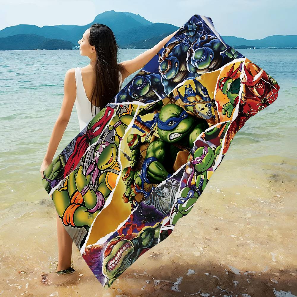 Cartoon N-Ninja Turtles Microfiber Printed Beach Towel Mountain Climbing Yoga Beach Swimming Running Absorbent Soft Towel