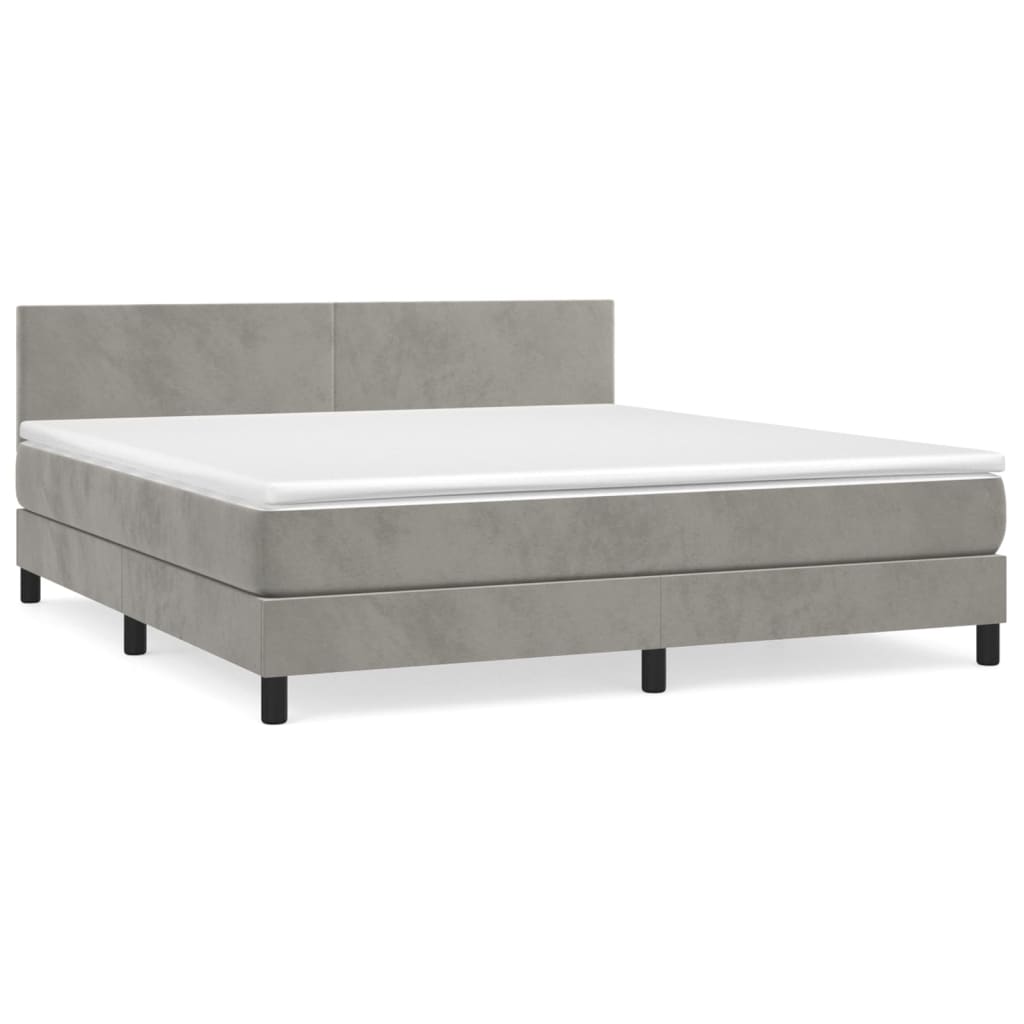 Box Spring Bed with Mattress Light Gray 180 x 200 cm Velvet