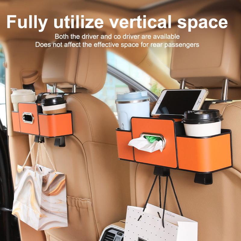 Car Backseat Organizer Multifunction Leather Interior Storage Bag Hanging Seat Back Tissue Water Cup Holder Auto Accessories