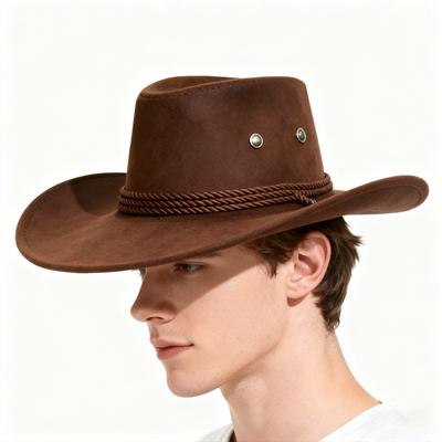 Western Cowboyhut Vintage Breitkrempig, Sonnenschutz Outdoor-Hut zum Reiten Camping Wandern, Einfarbiger Jazz-Beckenhut