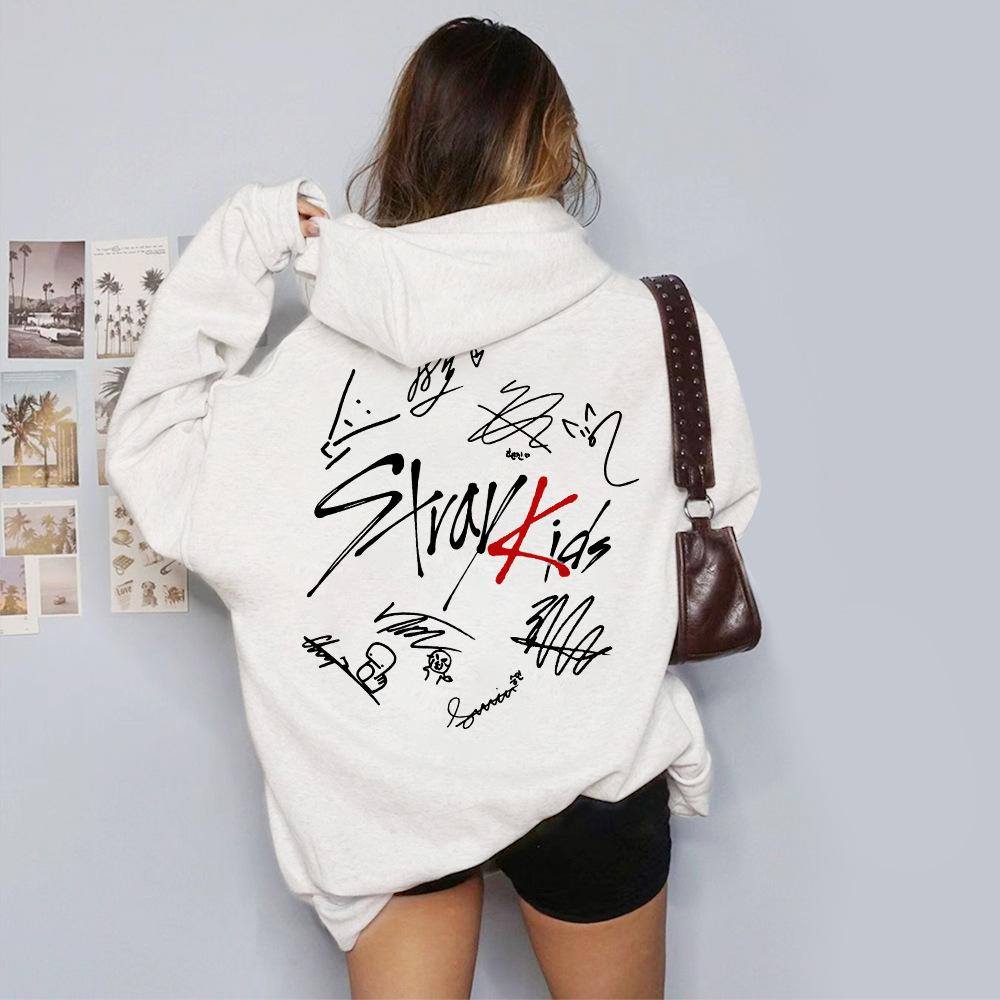 Stray Kids ATE Album Hoodie - Unisex beidseitiger Grafik-Pullover mit Mitgliederunterschriften & Kängurutasche, Frühling Herbst Fandom Merchandise