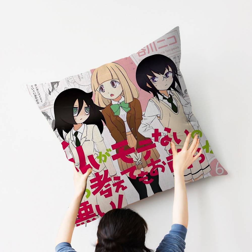 Anime W-Watamote Kuroki Tomoko Pillow Cushion Cover Pillowcase Living Room Sofa Home Decor