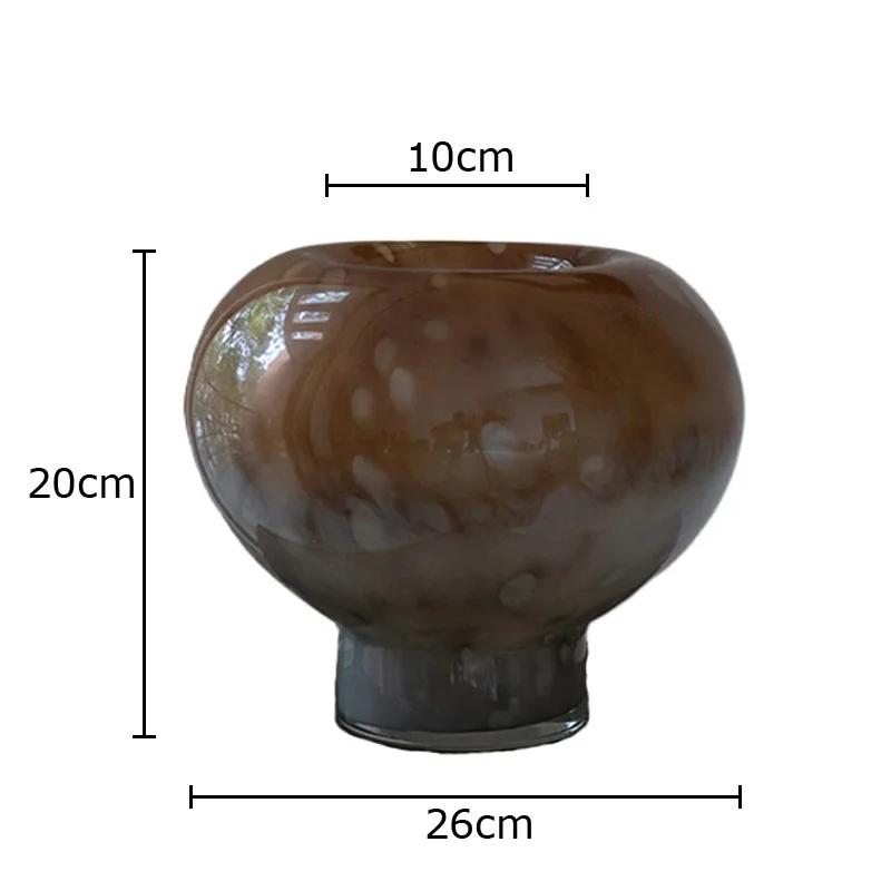 

Dim Color Round Glass Vase Desk Decoration Artificial Flowers Decorative Flower Arrangement Floral Vases Room Aesthetic Decor