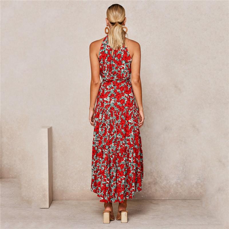 GMXIA Summer 13 Color Halter Print Polka Dot Lace-up Dress Long Sleeveless Dress
