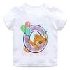 Children's T-shirt with Bear Birthday Number Print, Crew Neck, Short Sleeve, White