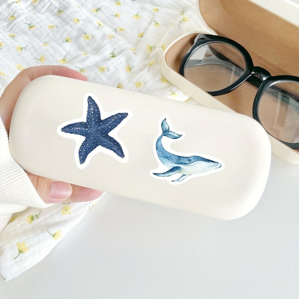53pcs Blue Ocean Seashell Marine Life Stickers Aesthetic Watercolor Starfish Coral Whale Decals Laptop Journal Scrapbook Sticker