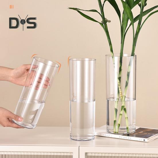 Clear Cylinder Flower Vase Wedding Party Dining Table Centerpiece Hydroponic Flower Holder Transparent Plants Container Decoration