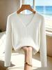 2026 Women's V-Neck Sweater: New Autumn/Winter Knitwear, Solid Color, Long Sleeve, European American Style