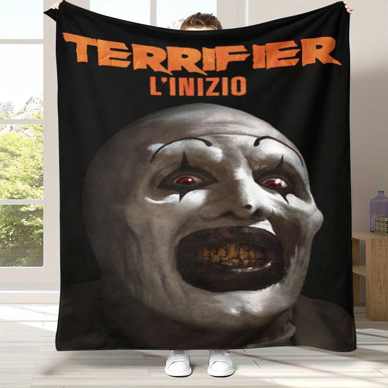 Horror Clown Film Terrifier Cartoon Flanelldecke, Ultra Weiche Warme Plüschdecke für Zuhause Schlafzimmer Bett Sofa Abdeckung Büro Picknick