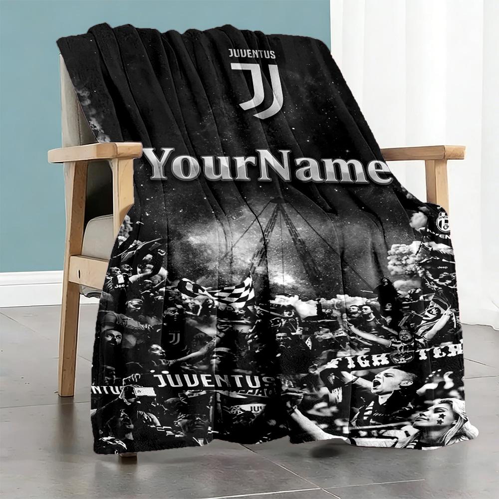 Juventus Customize Your Name Blanket Multi-purpose Personalized Blanket Soft Warm Cozy Versatile for Office Chair Living Room Nap Livingroom