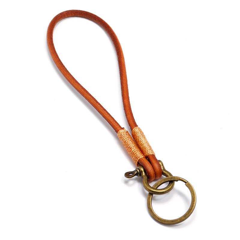 New Arrivals Retro Handmade Cowhide Rope Car Keychain Horseshoe Buckle Bag Small Pendant Key Chains Fashion Best Friend Gift