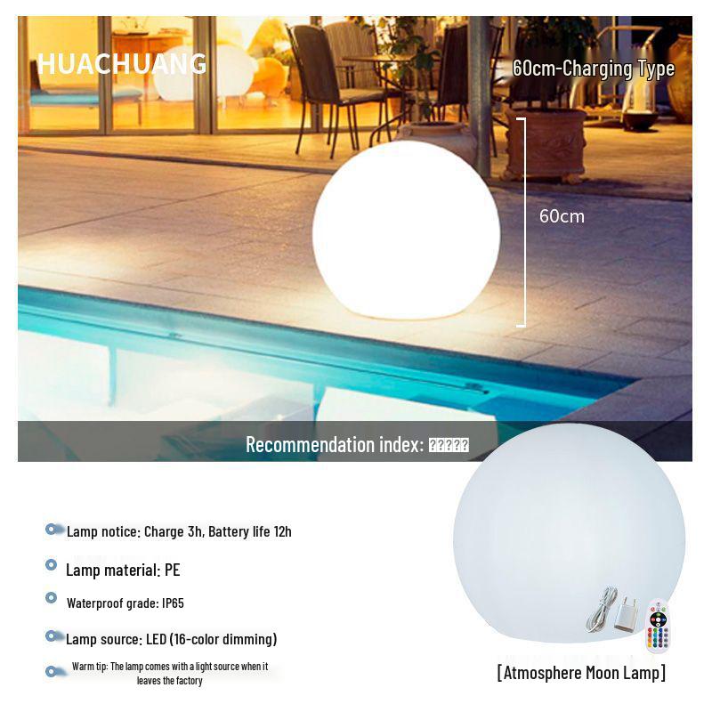 Solar Luminous Spherical Lawn Lamp: Waterproof Outdoor Atmosphere Light for Courtyard and Camping