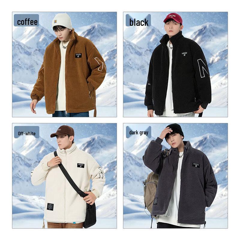 Maoren Men's Lamb Fleece Stand Collar Padded Jacket