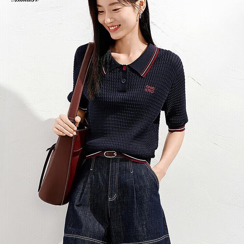 

Джу Цзы Анна Коу Женский Трикотажный Топ Поло в Академическом Стиле L